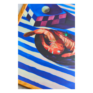 Paper Collective - Misfitting Things tarafından Karides ve Çizgiler Poster | Mavi