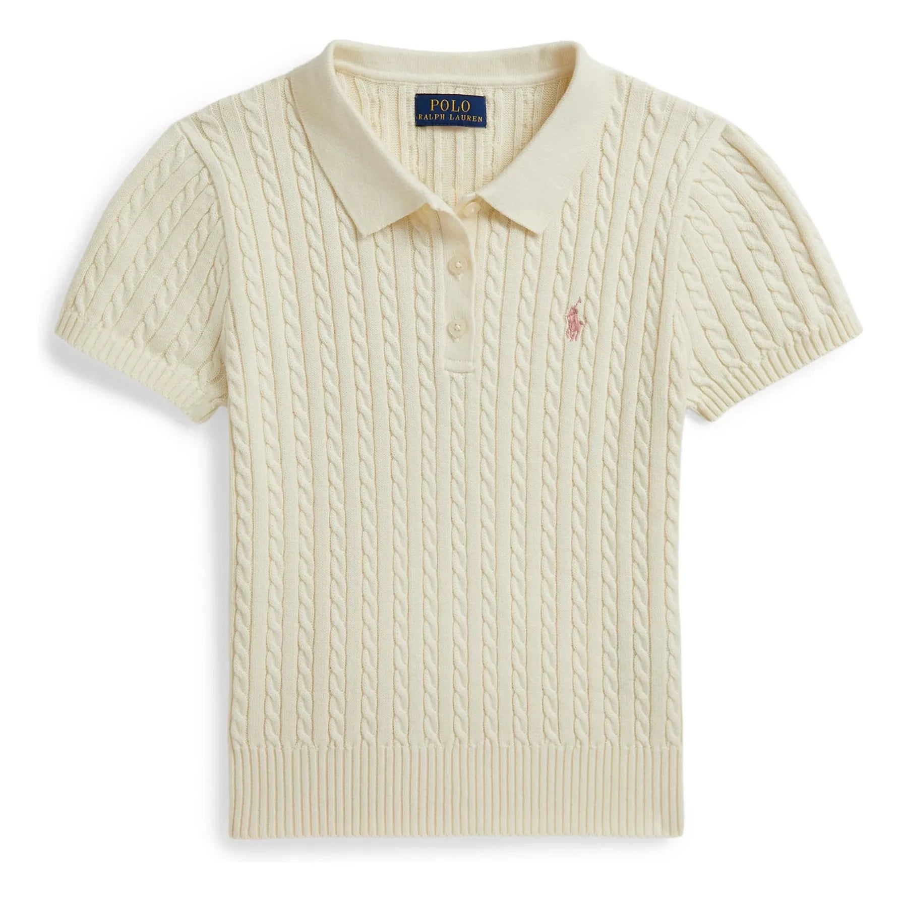 Ralph Lauren - İnce örgü polo tişört | Krem