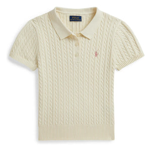 Ralph Lauren - İnce örgü polo tişört | Krem