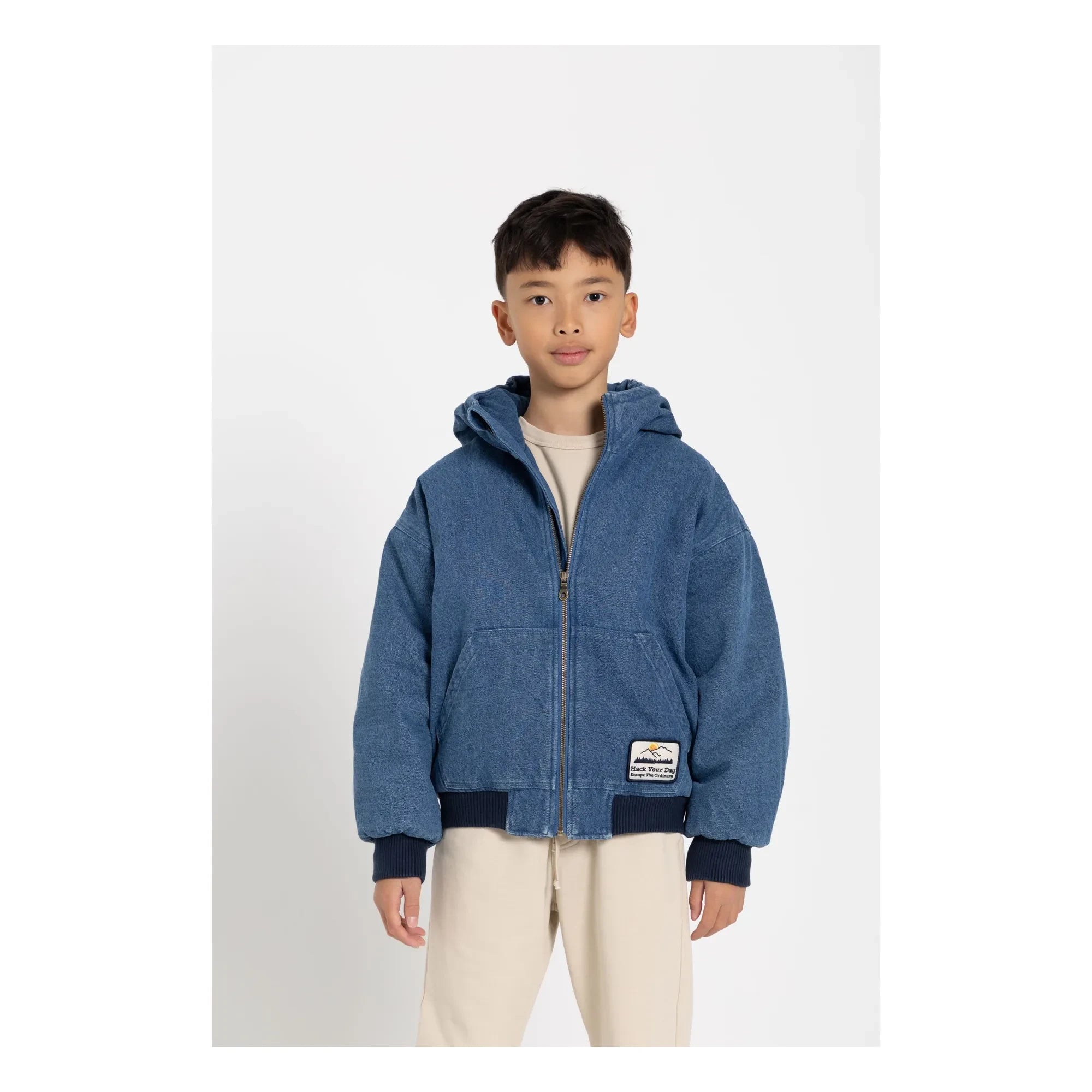 Hundred Pieces - Denim Mat Kapüşonlu Ceket | Denim mavi