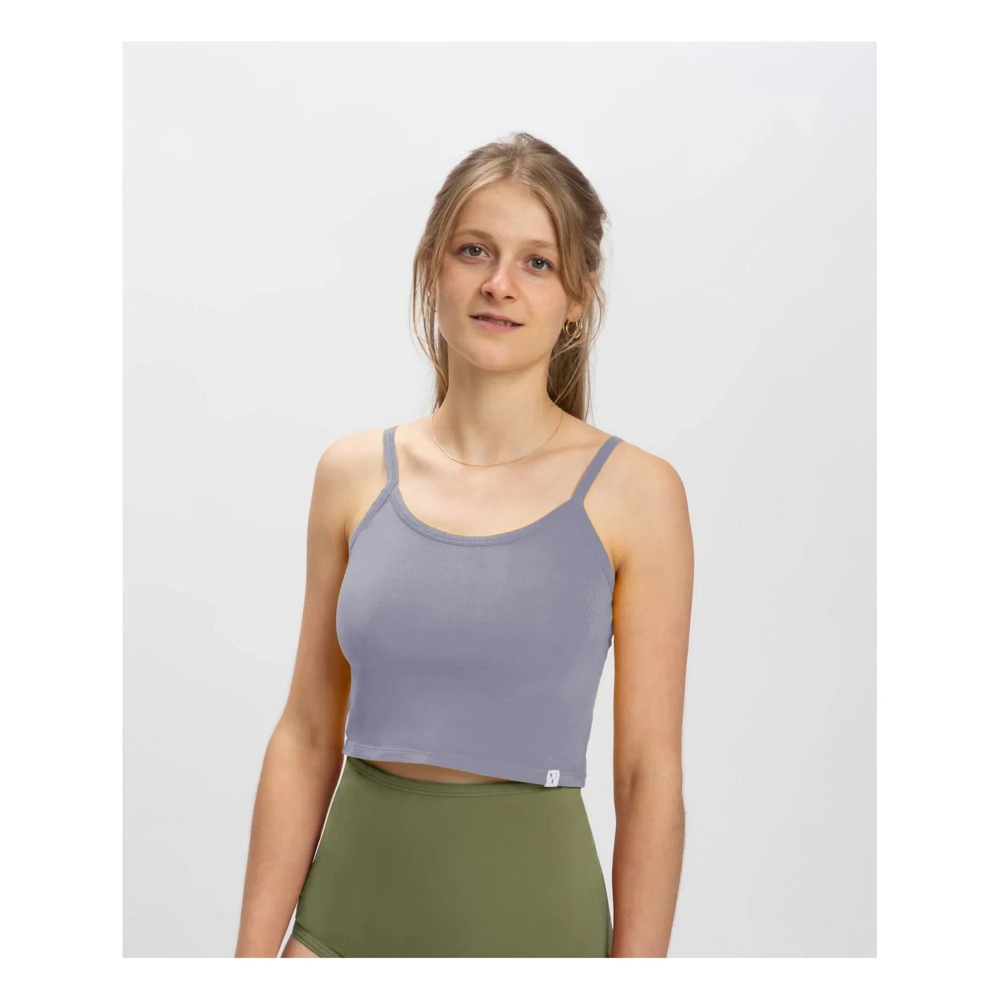 Matona - Organik Pamuk Crop Atlet | Gri mavi