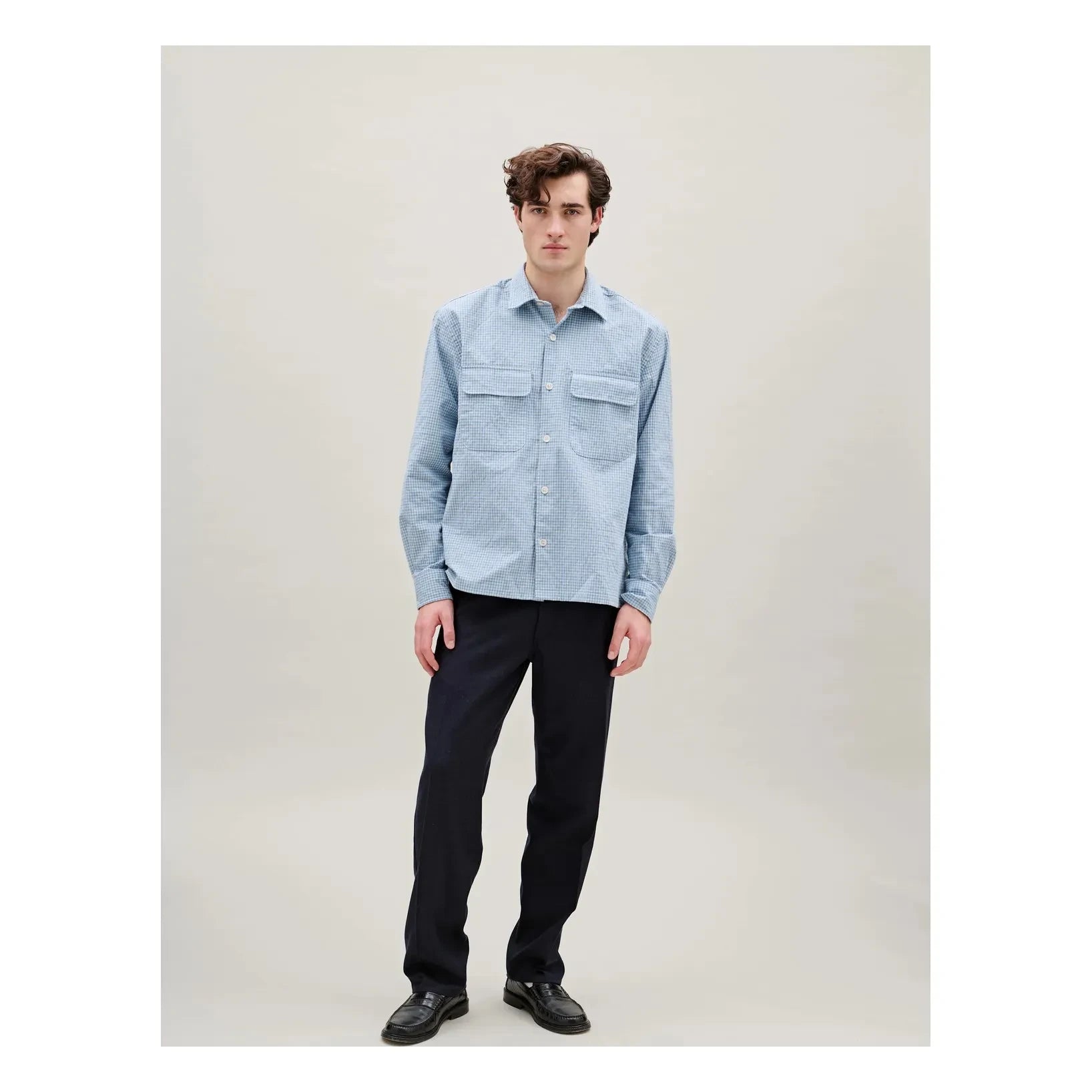 Forét - Lunar Ekose Overshirt | Açık Mavi