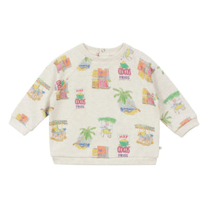 Arsène et Les Pipelettes - Organik pamuklu bebek palm sweatshirt | Heather beige