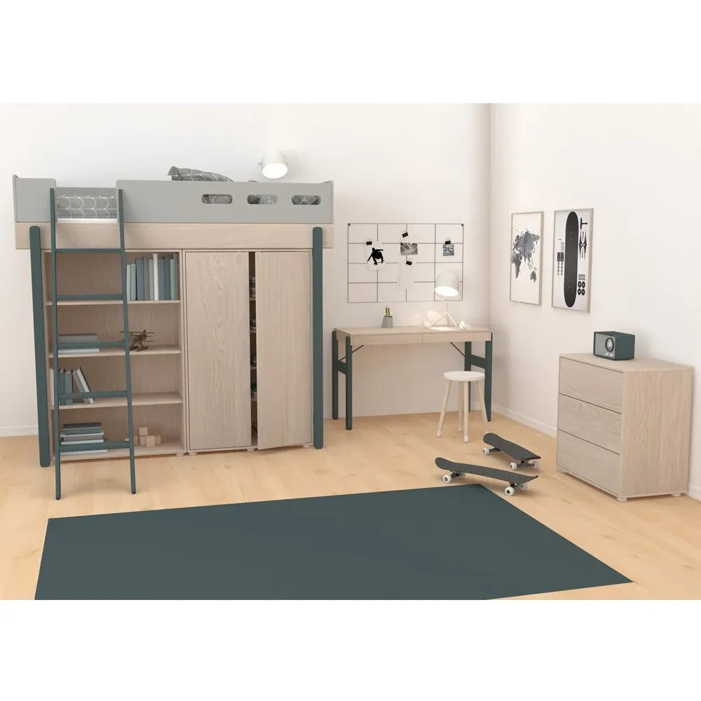 Flexa - Eğimli Merdivenli Popsicle Mezzanine Yatak 90x200cm | Yeşil