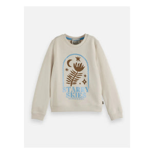 Scotch & Soda - Artwork Starry Skies Organik pamuk sweatshirt | Ekru