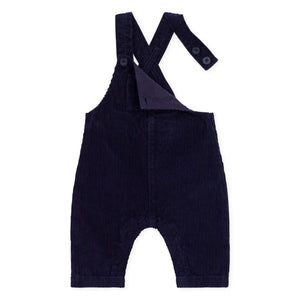 Petit Bateau - Düz Kadife Organik Pamuk Salopet | Gece mavisi