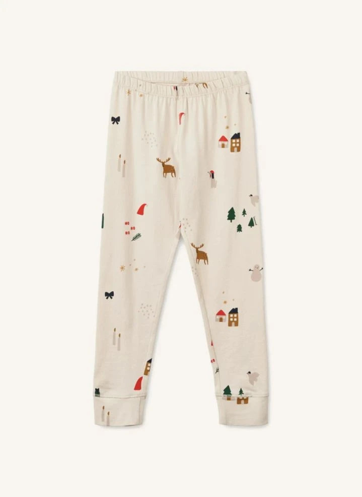 Liewood - Wilhelm Christmas Pijama Seti Organik Pamuk | Ekru