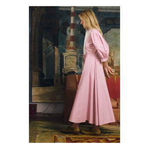 Maria de la Orden - Dimitra Pamuk Çizgili Elbise | Pembe
