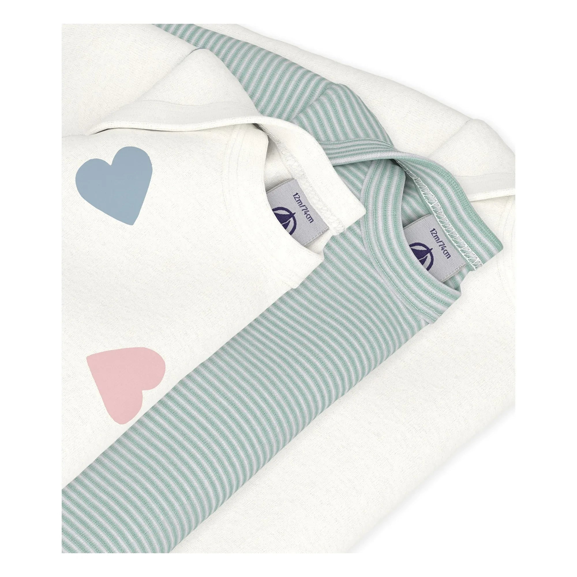 Petit Bateau - 3'lü Çizgili Organik Pamuk Body Seti | Beyaz