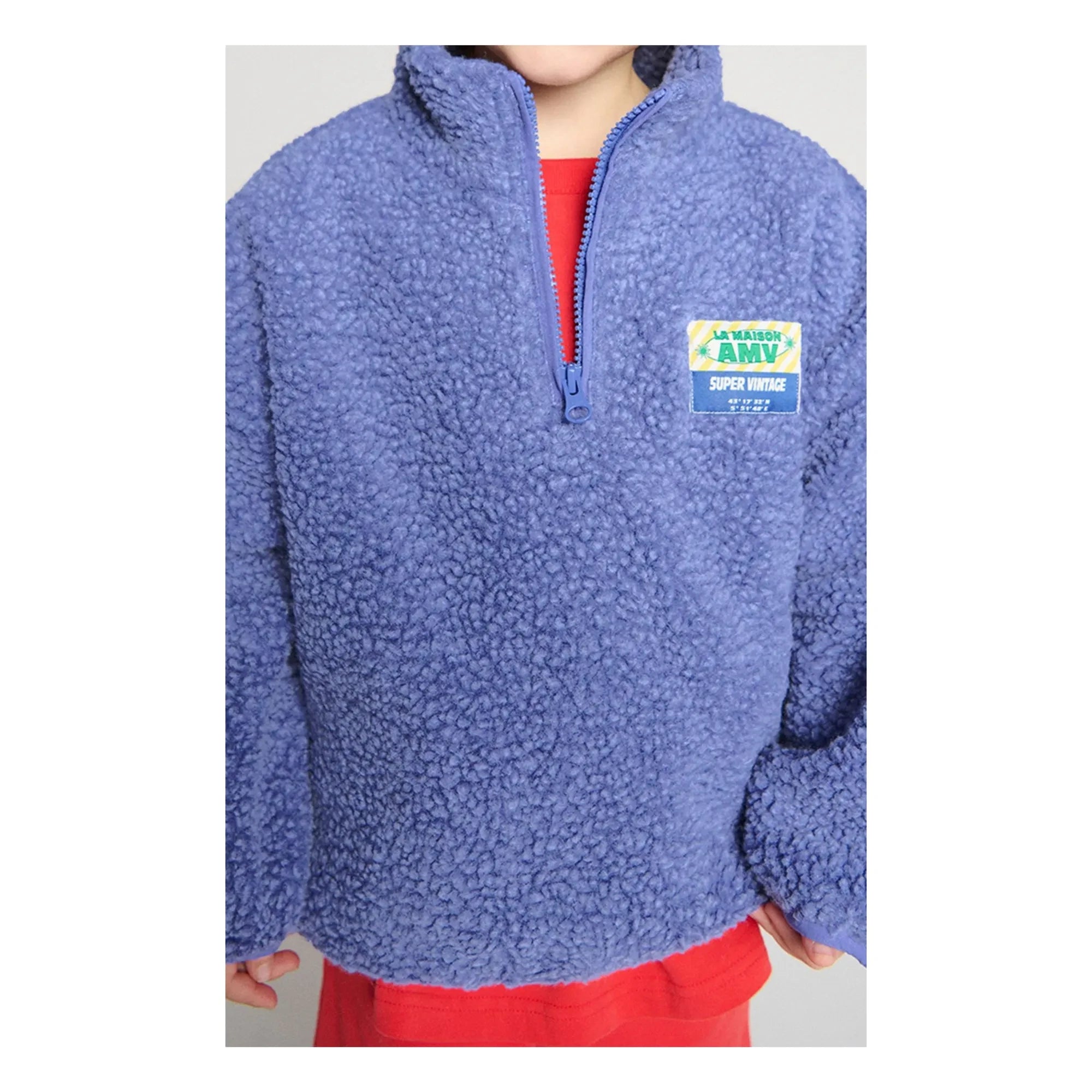 American Vintage - Hoktown Geri Dönüştürülmüş Elyaf Sherpa Yarım Fermuarlı Sweat Üstü | Mor
