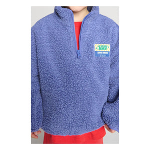 American Vintage - Hoktown Geri Dönüştürülmüş Elyaf Sherpa Yarım Fermuarlı Sweat Üstü | Mor
