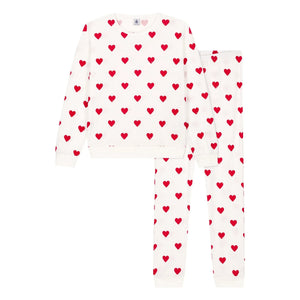 Petit Bateau - Kalp Pijama Seti - Kadın Koleksiyonu | Beyaz