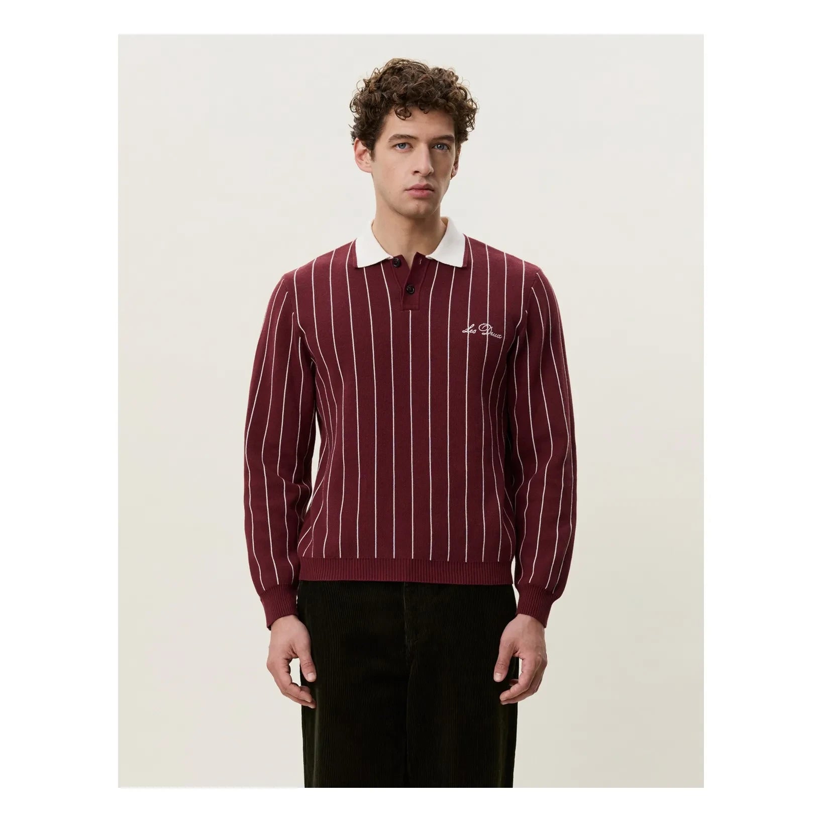 Les Deux - Signature Çizgili Polo Tişört | Bordo
