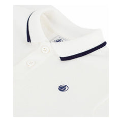 Petit Bateau - Organik pamuklu bebek polo tişört | Beyaz