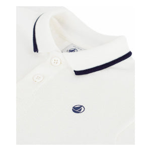 Petit Bateau - Organik pamuklu bebek polo tişört | Beyaz