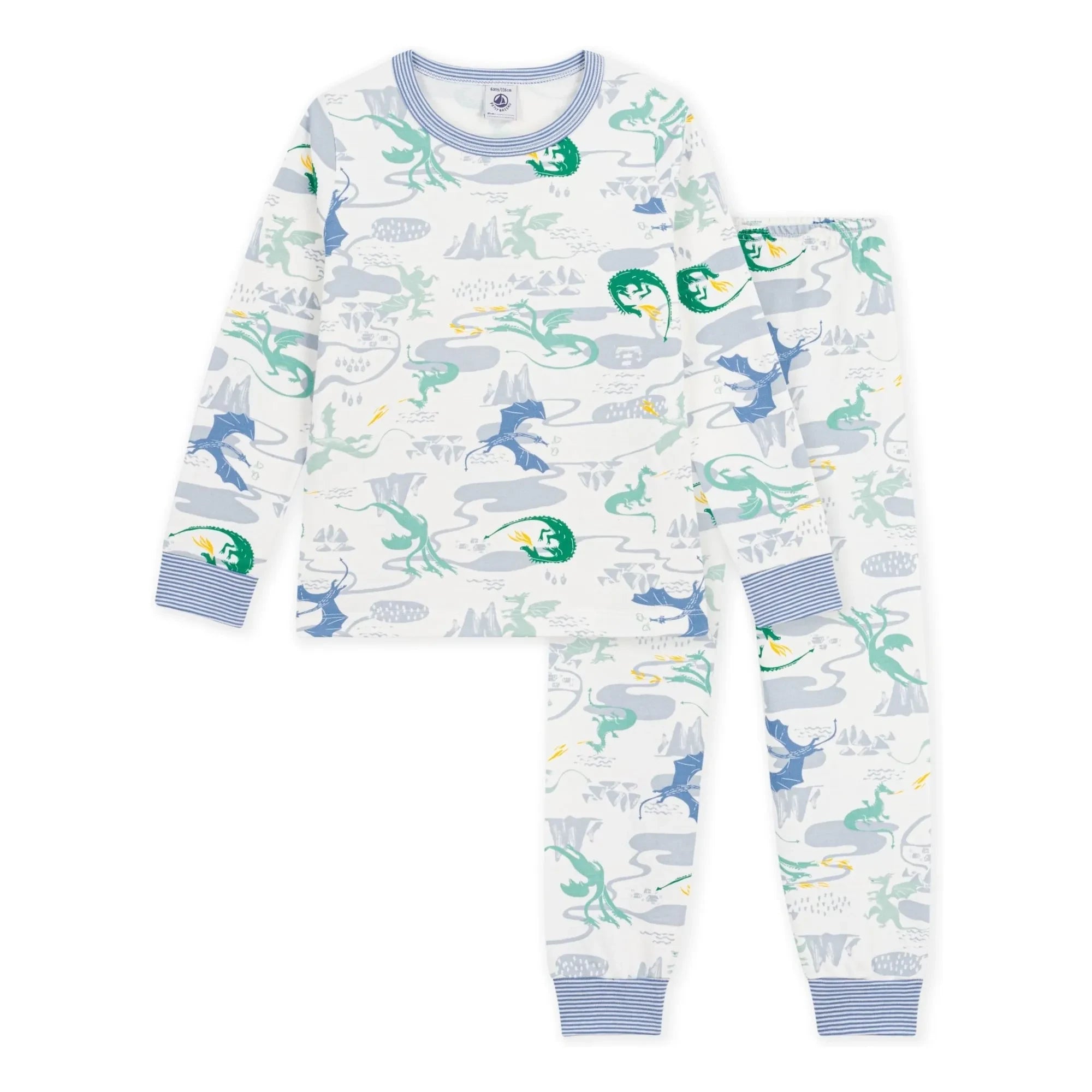 Petit Bateau - Pyjamas Dragons Organik Pamuk | Beyaz