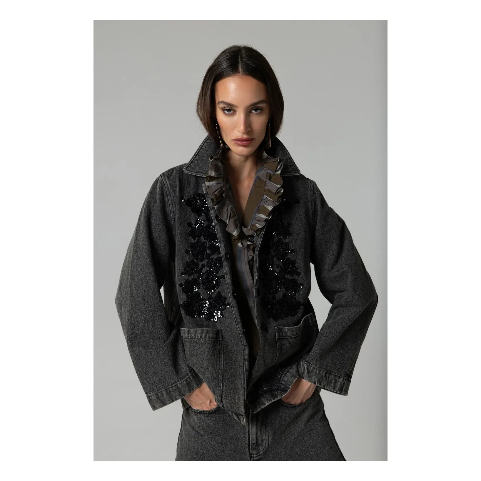 Virginie de Vinster - Emile Denim Ceket | Kömür grisi
