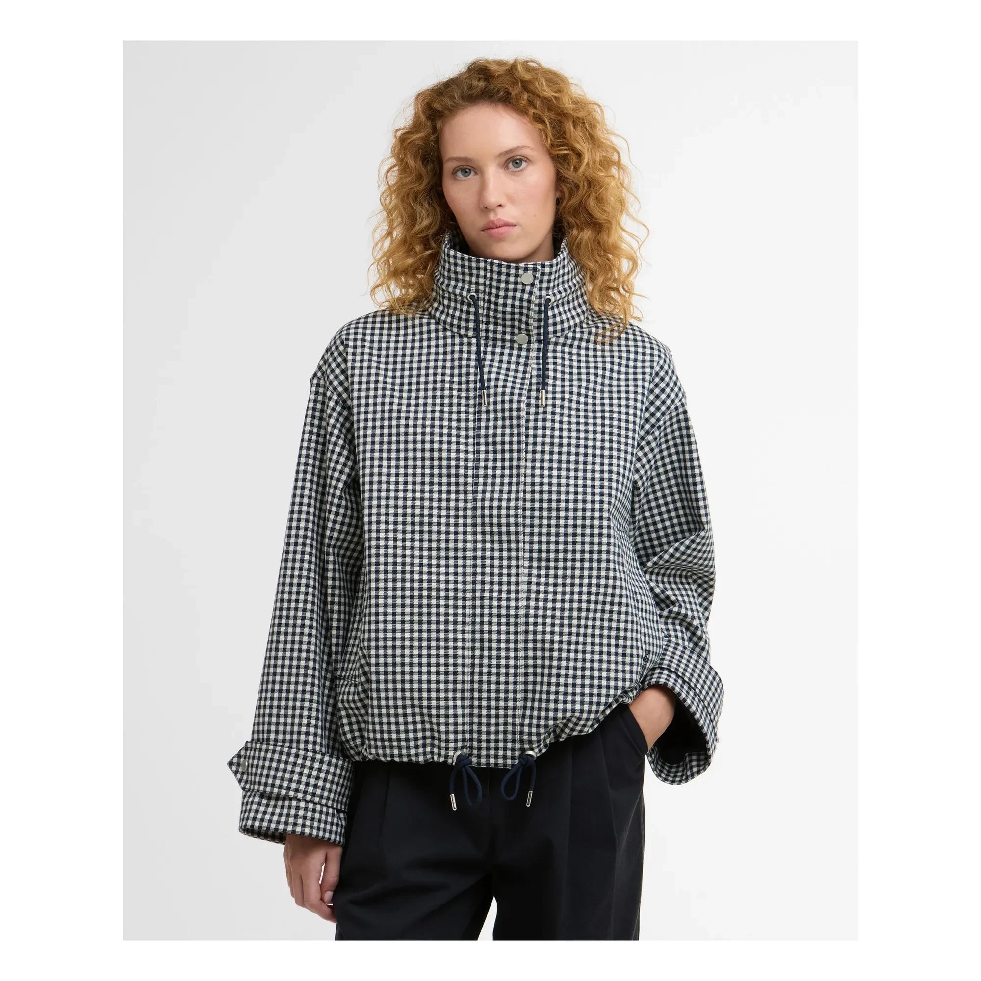Barbour - Bronwyn Su Geçirmez Kareli Ceket | Gri