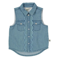 Goldie + Ace - Kolsuz Chambray Yelek | Mavi