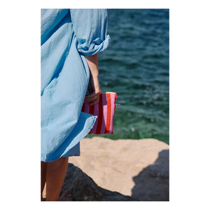 Rose in April - Lili çizgili clutch çanta | Pembe