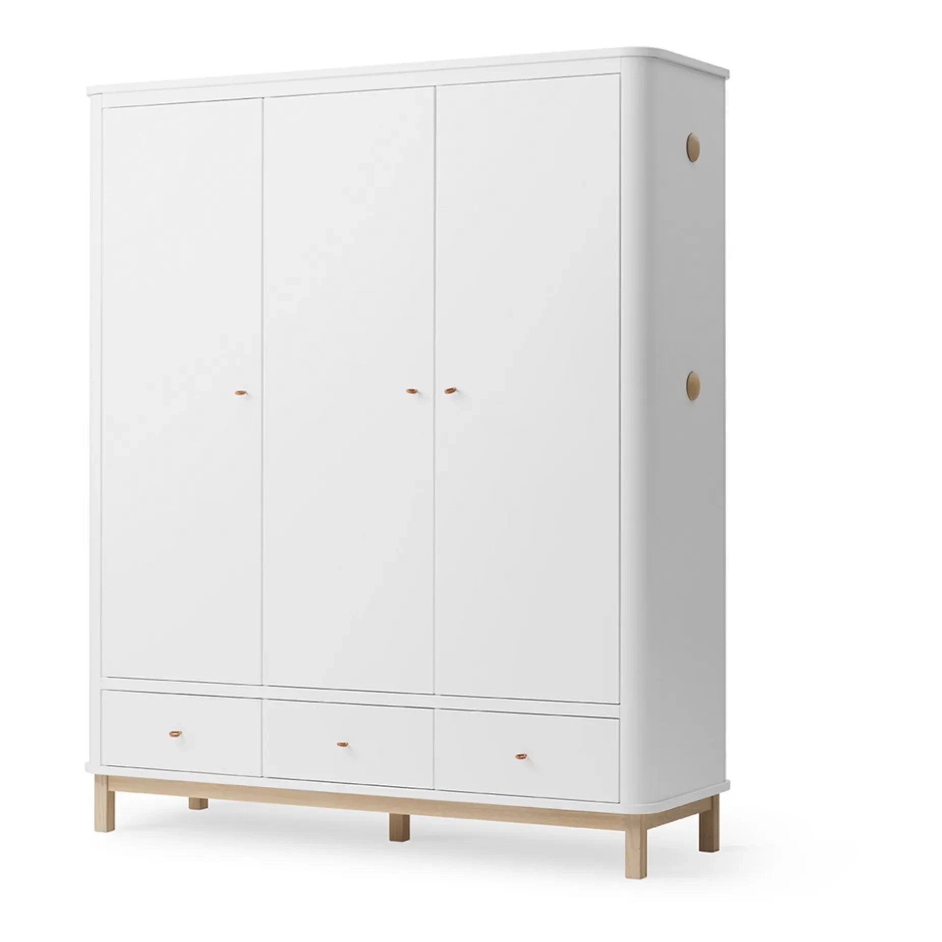 Oliver Furniture - 3 Kapılı Meşe Gardırop | Beyaz