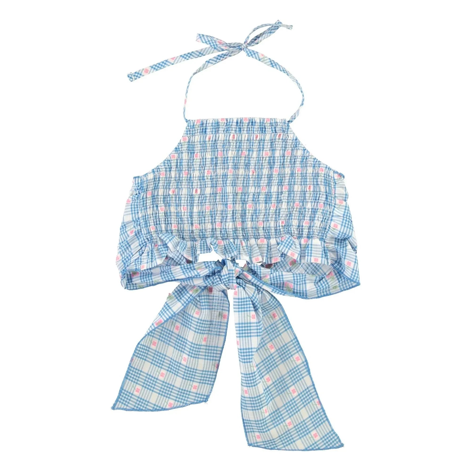 Bebe Organic - Top Nœud Ida Kareli | Açık mavi