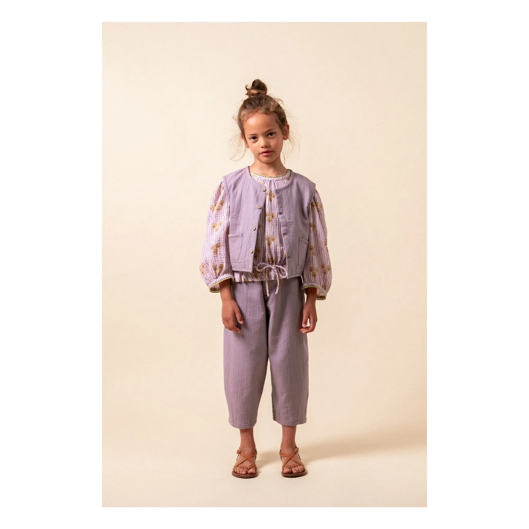 birinit - Cinca Çizgili Organik Pamuklu Bluz | Mauve