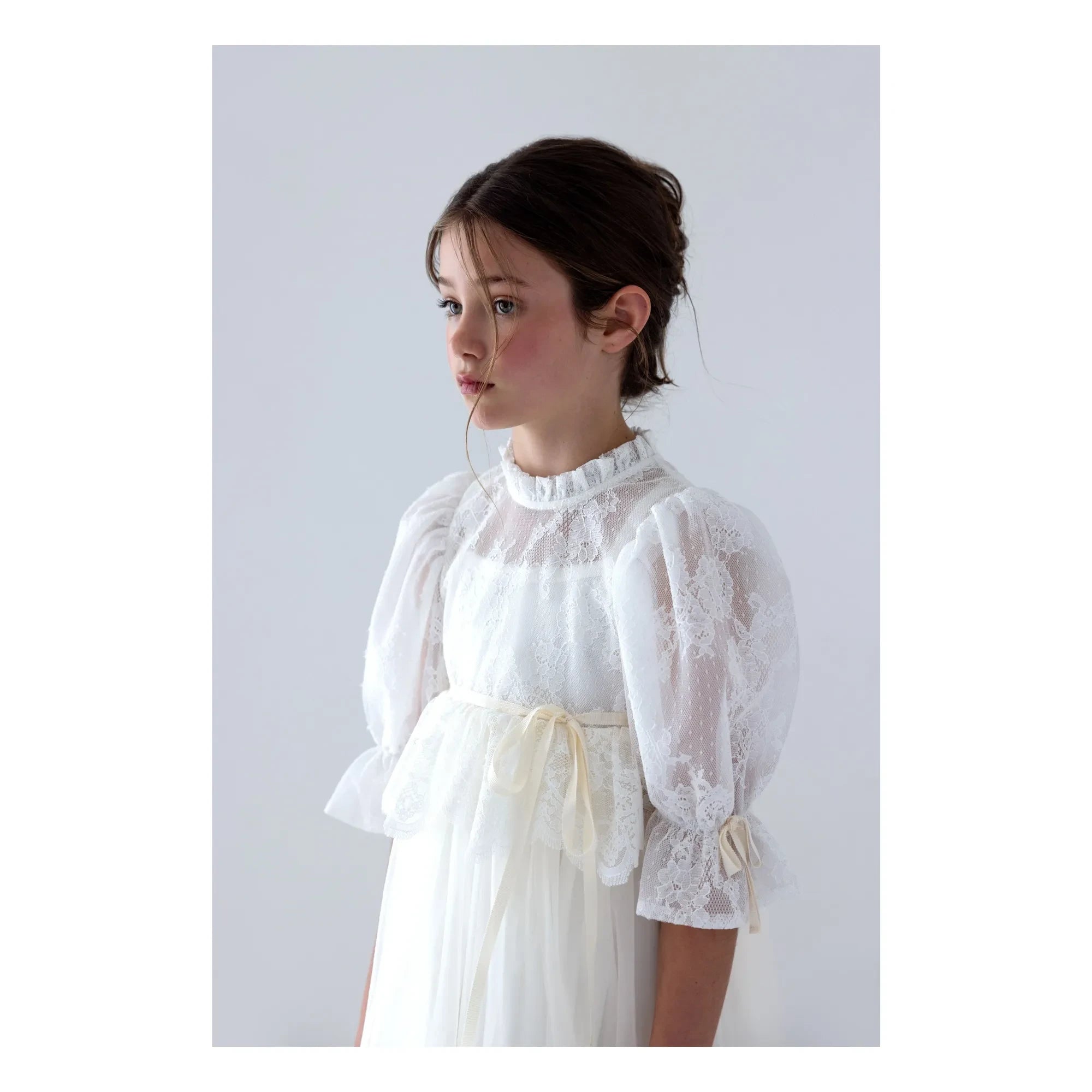 petite Amalie - Tül Dantel Elbise | Ekru