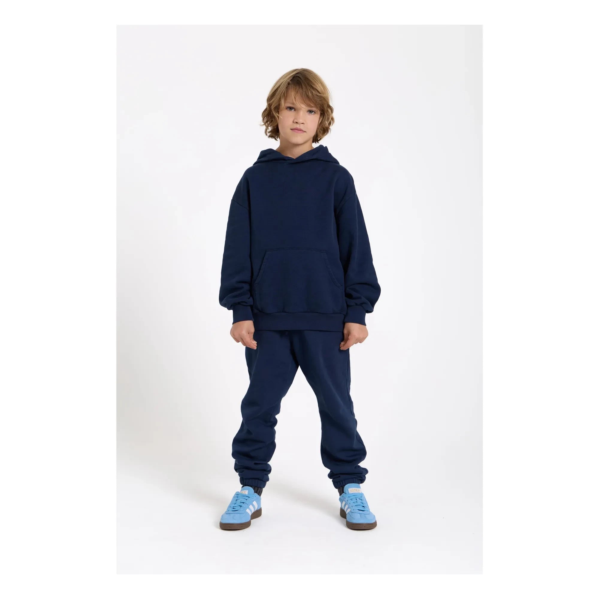 Smallable Kid - Yıkanmış mavi organik pamuk jogger