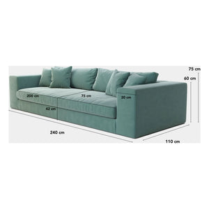 Panac Edition - Bellechasse açık 3 kişilik kanepe, ham kadife - 240 cm | Lacivert
