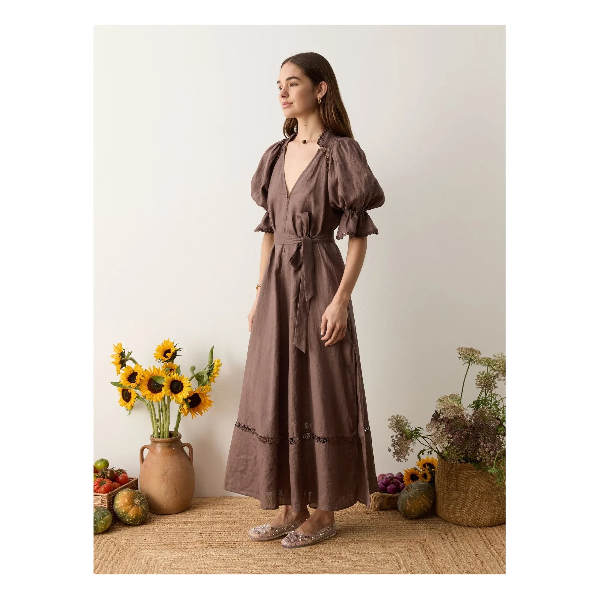Boteh - Myra Keten Elbise | Mocha