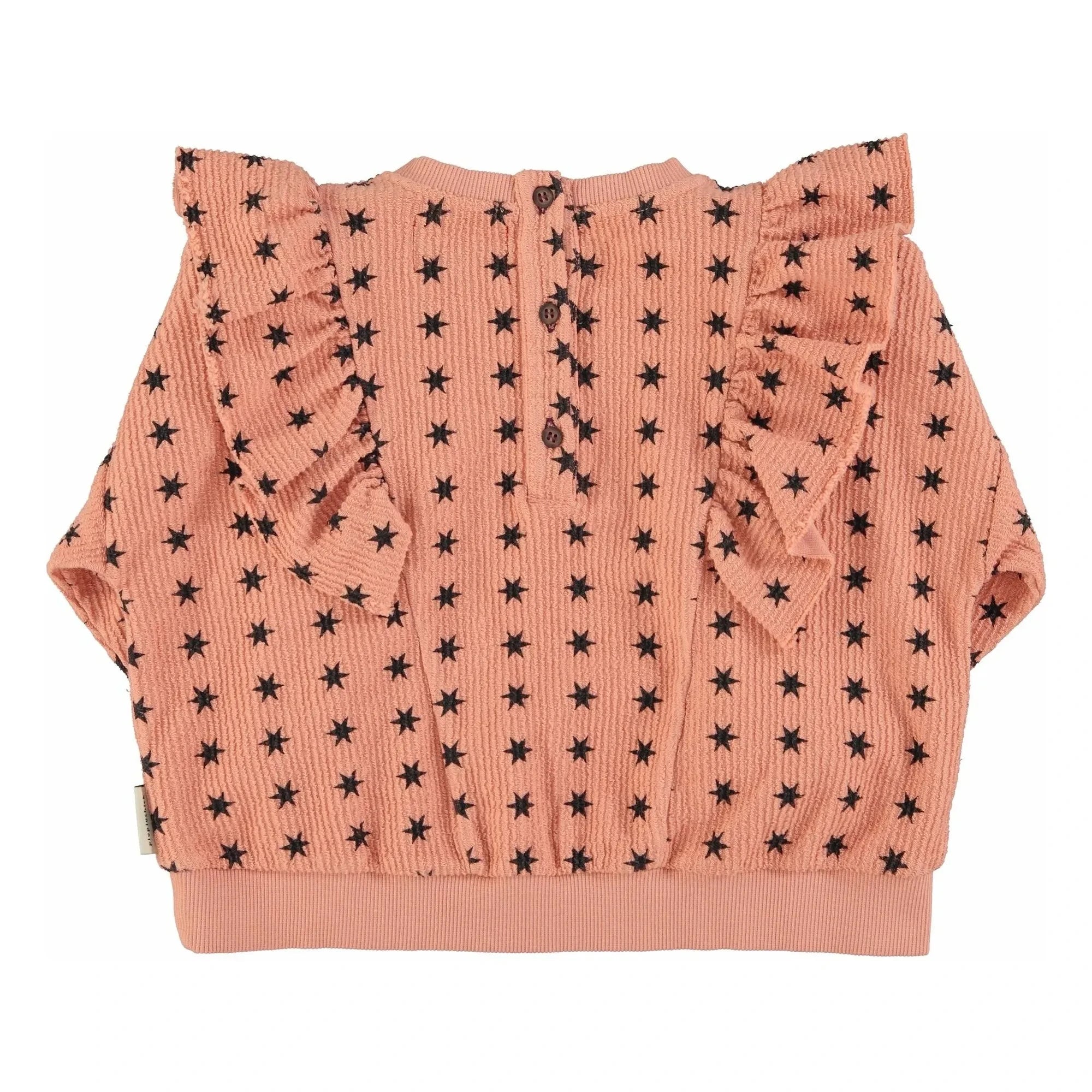 Piupiuchick - Çizgili Sweatshirt Yıldızlar Organik Pamuk | Mercan
