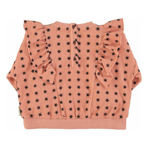 Piupiuchick - Çizgili Sweatshirt Yıldızlar Organik Pamuk | Mercan