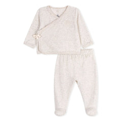 Petit Bateau - Organik pamuklu kadife pantolon ve sarma seti | Heather bej