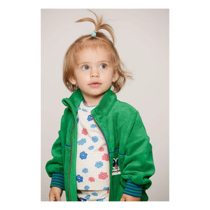 Mini Rodini - Organik pamuklu havlu fermuarlı sweatshirt | Yeşil