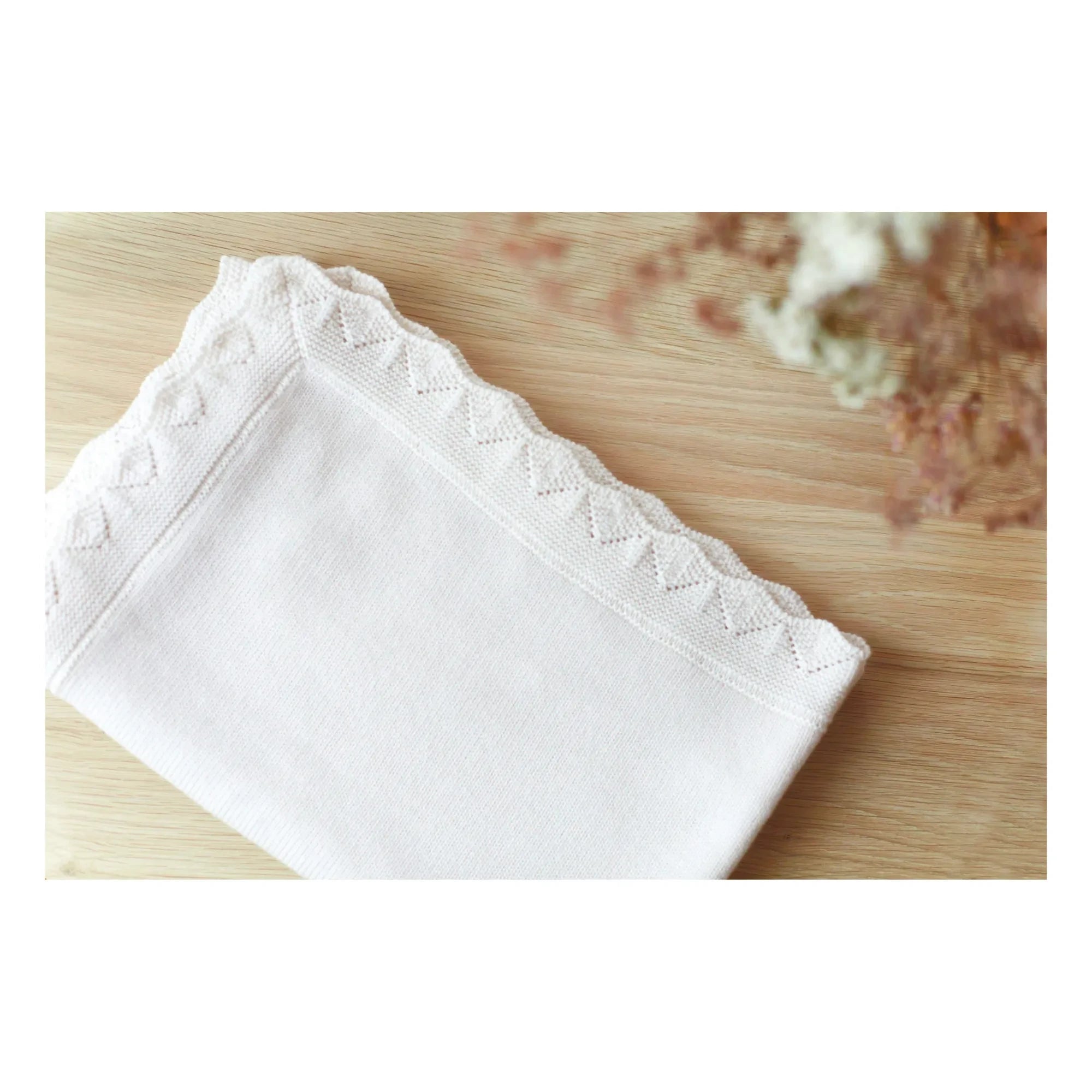Tartine et Chocolat - Merino Yünlü Throw | Blanc/Écru