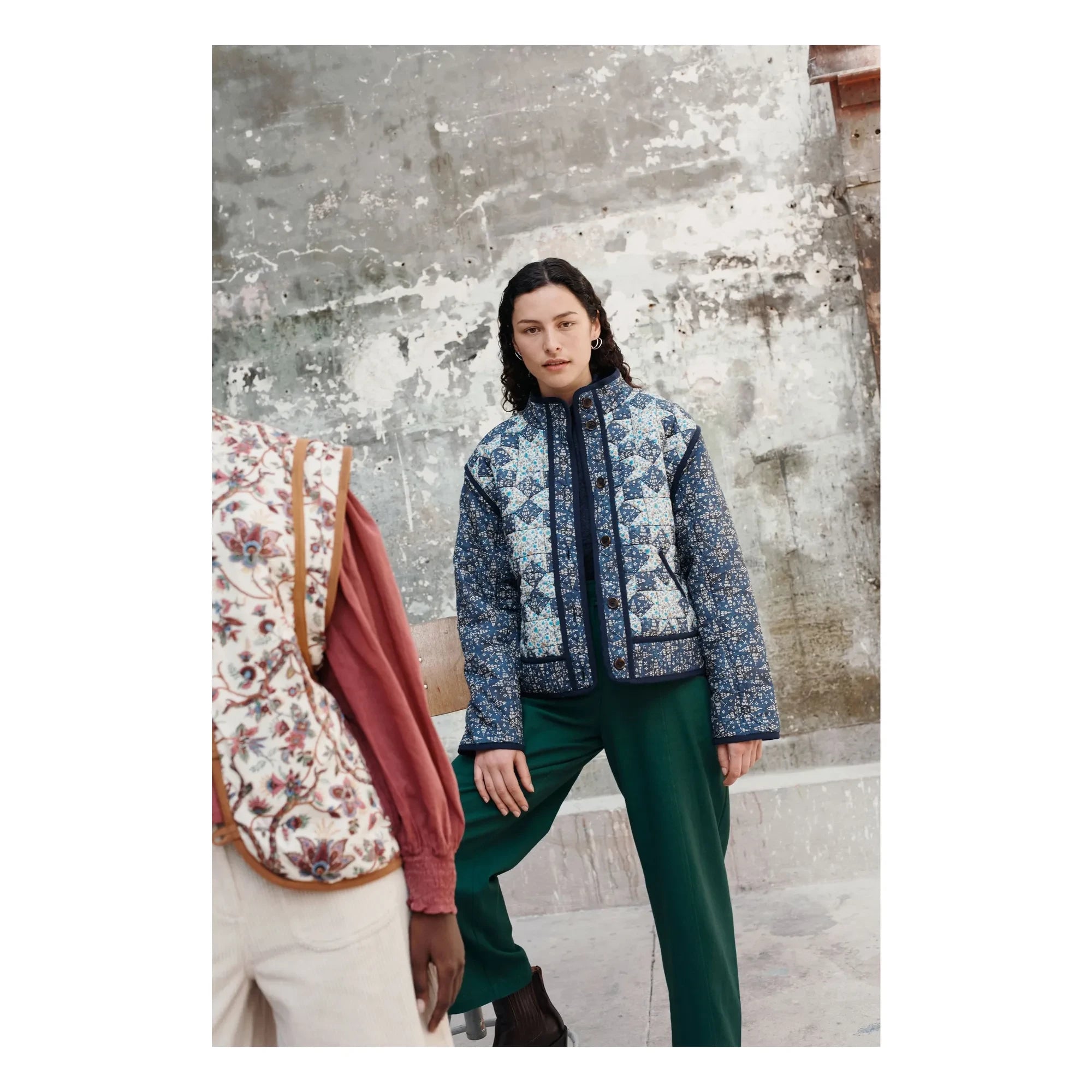 Louise Misha - Omotayo Midnight Star Patchwork Organik Pamuk Ceket - Kadın Koleksiyonu | Mavi