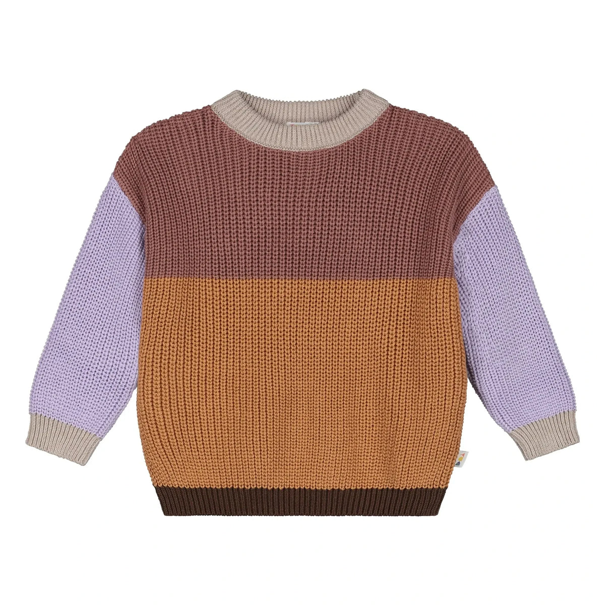 Yuki - Colorblock Organik Pamuk Kazak | Kahverengi