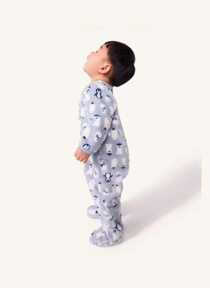 Petit Bateau - Polar Kardan Adamlar Tulum Pijama | Gri Mavi