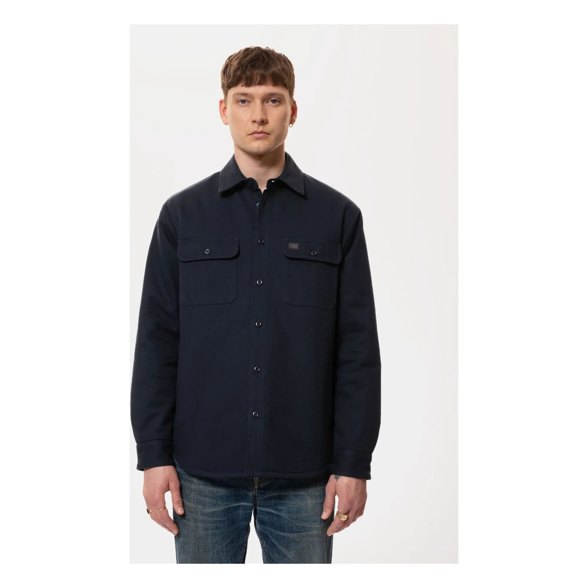 Nudie Jeans - Glenn Astarlı overshirt | Koyu Mavi