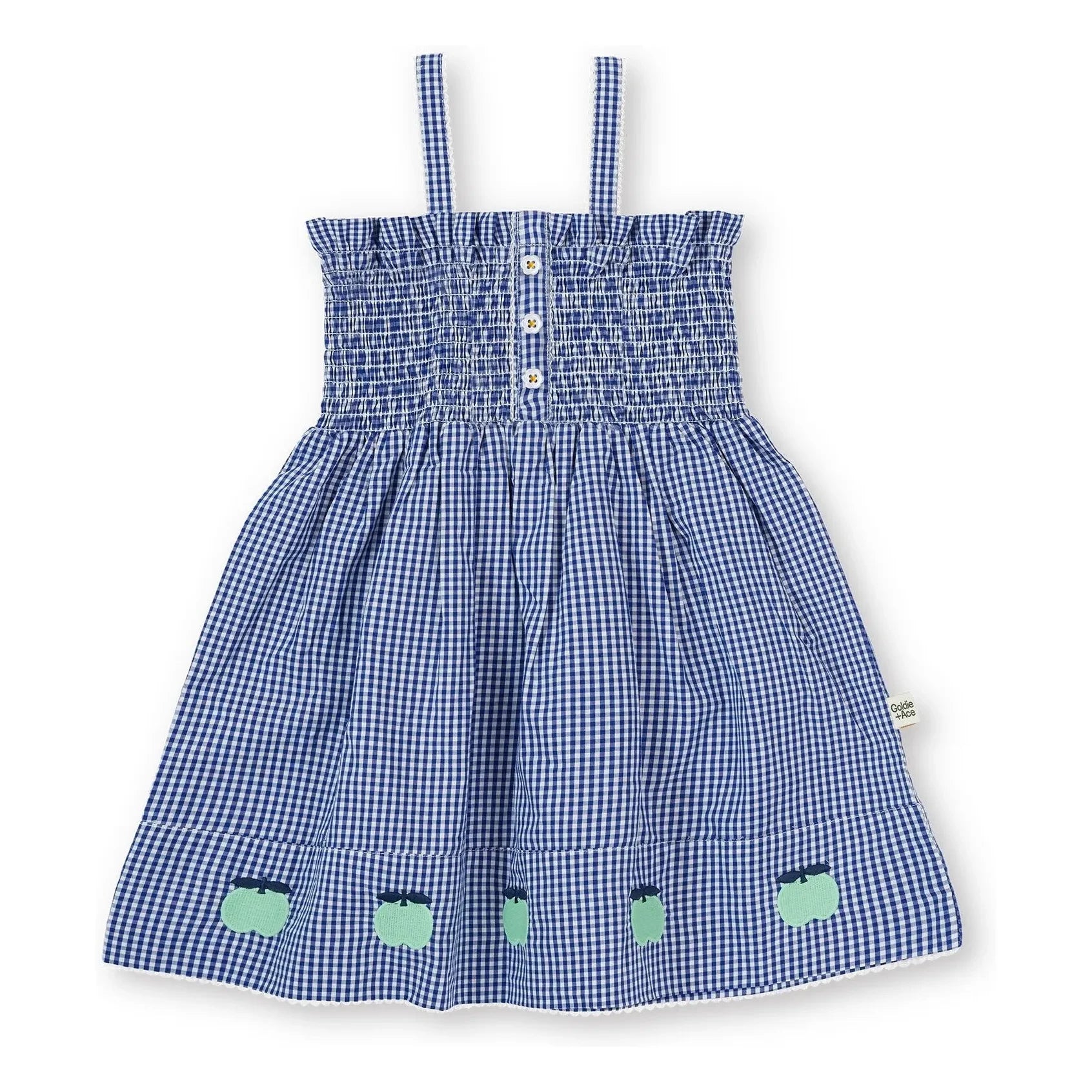 Goldie + Ace - Gingham Büzgülü Elbise | Mavi