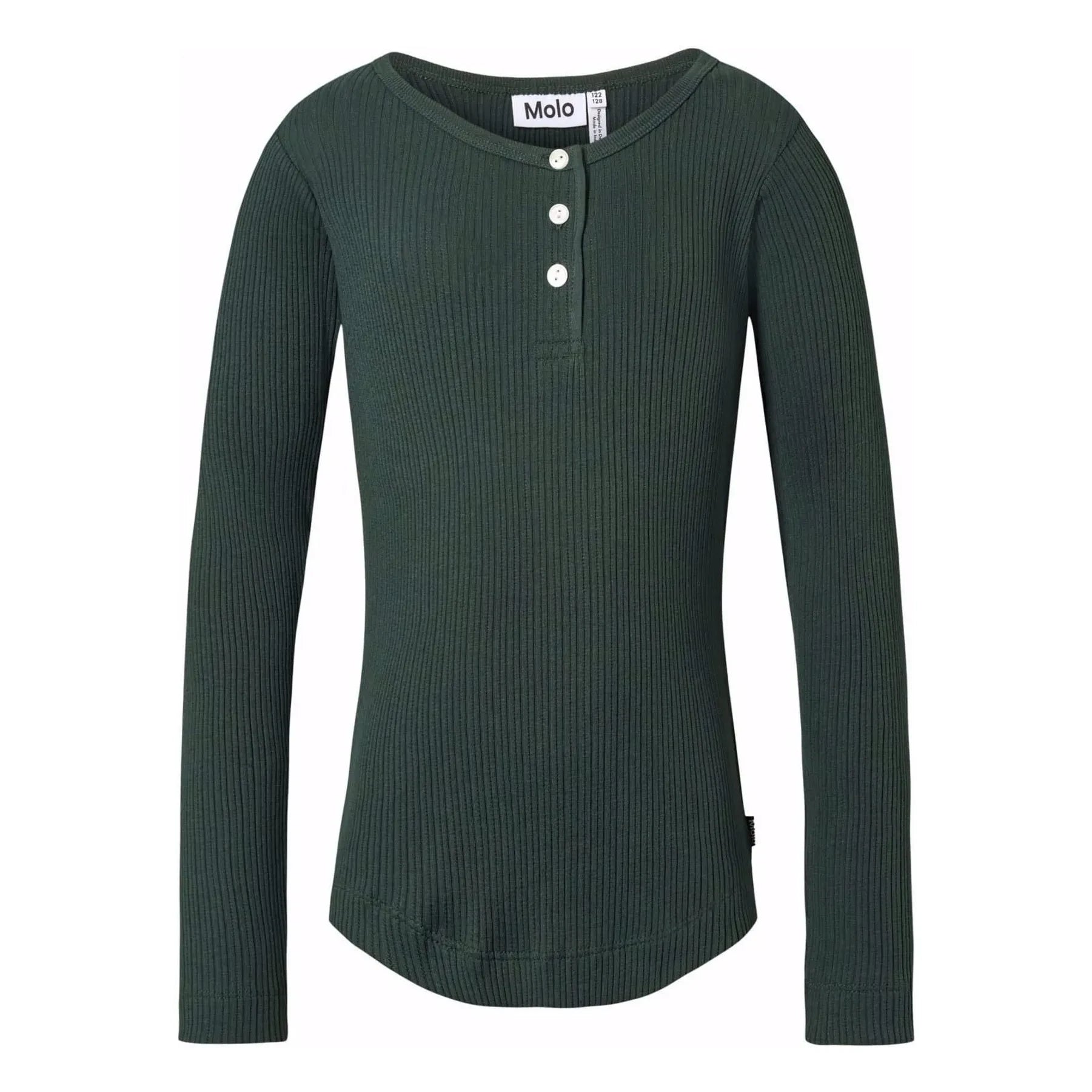 Molo - Ruby Organik pamuklu 3 düğmeli T-shirt | Krom yeşili