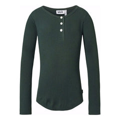 Molo - Ruby Organik pamuklu 3 düğmeli T-shirt | Krom yeşili