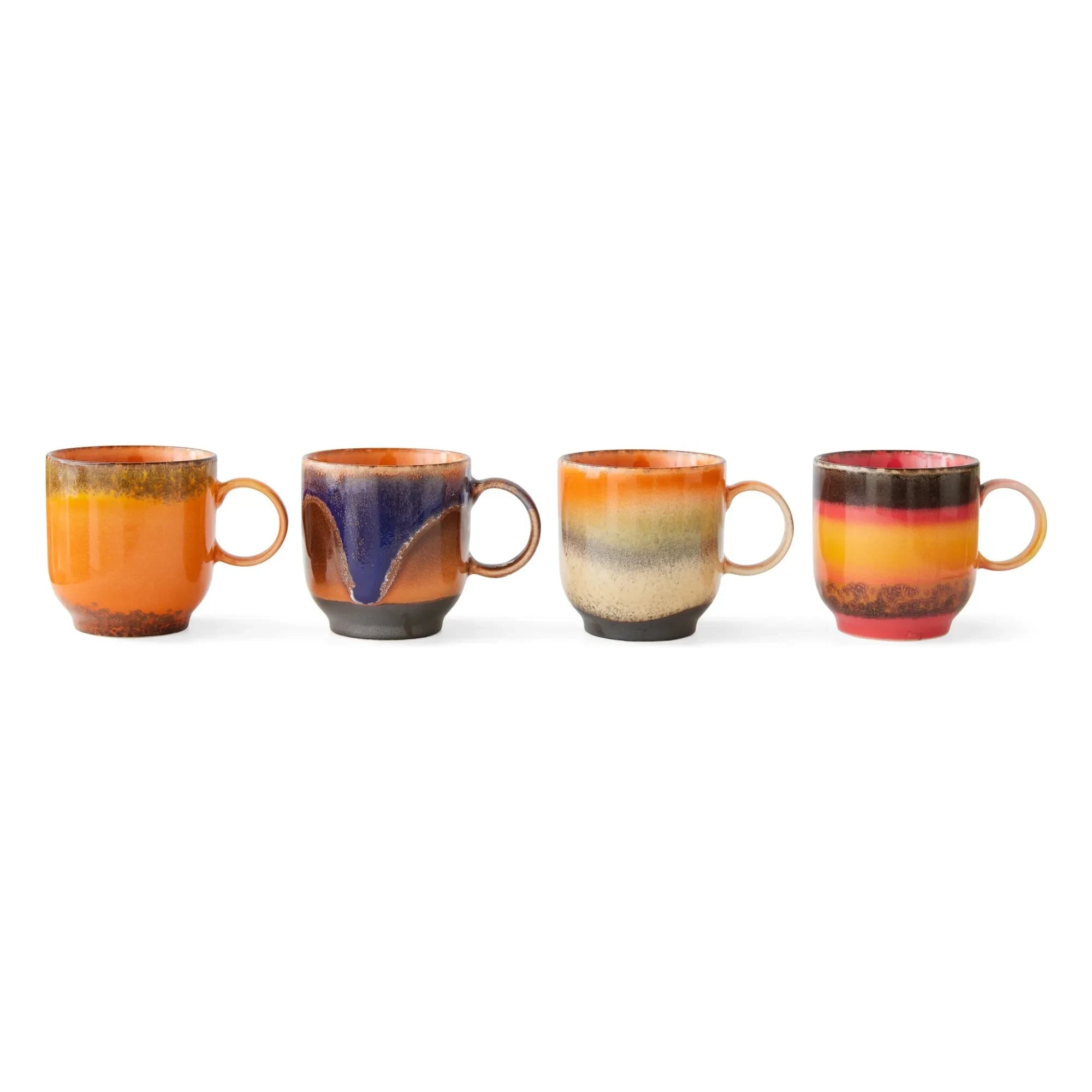 HKliving - Brazil seramik kupalar - 70s Ceramics - 4'lü set