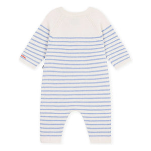 Petit Bateau - Çizgili Yün Tulum | Ecru