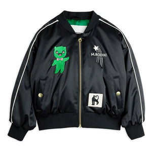 Mini Rodini - Alien Saten Geri Dönüştürülmüş Elyaf Baseball Ceket | Siyah