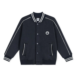 Petit Bateau - Düz Organik Pamuklu Teddy Ceket | Lacivert