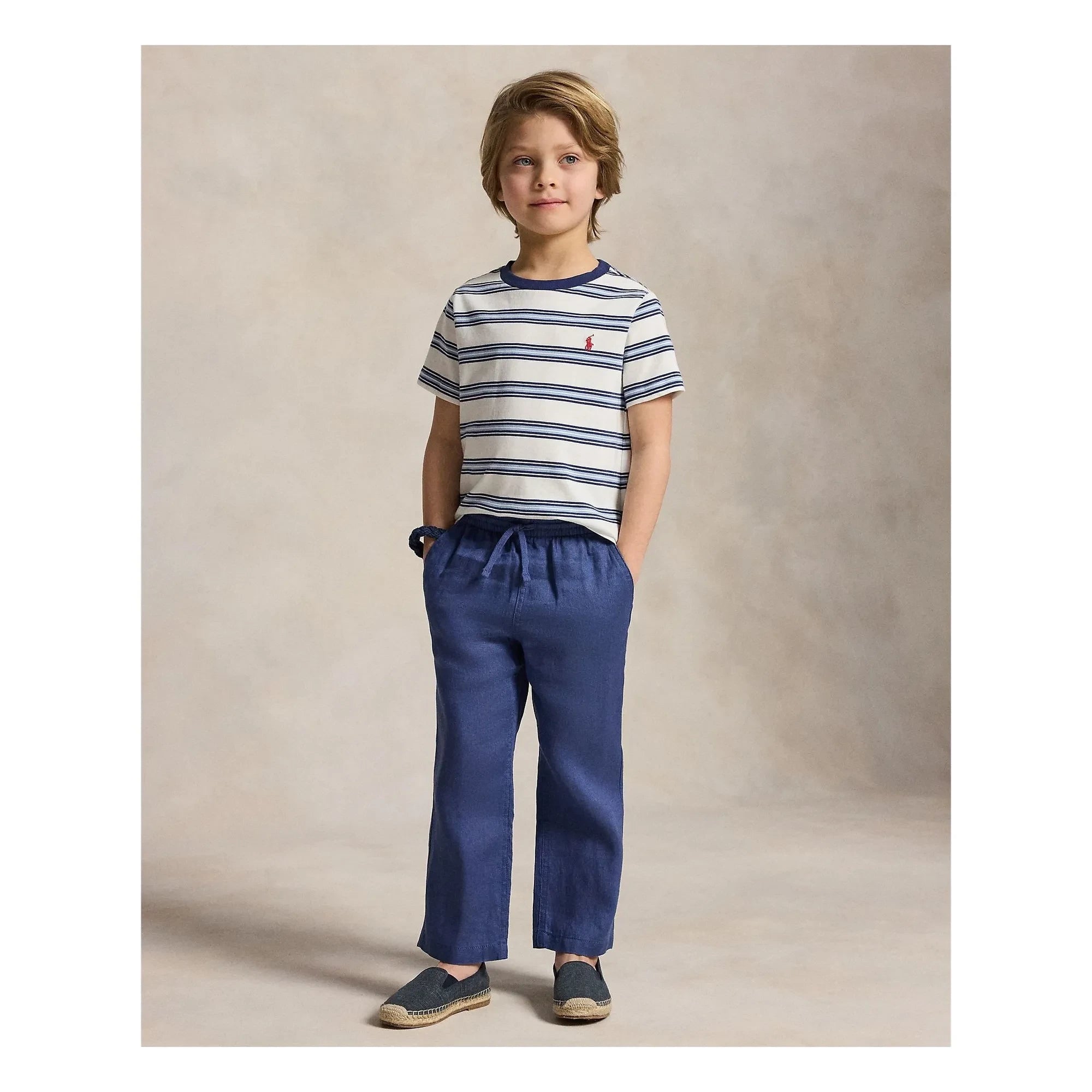 Ralph Lauren - Çizgili Logo Tişört | Mavi