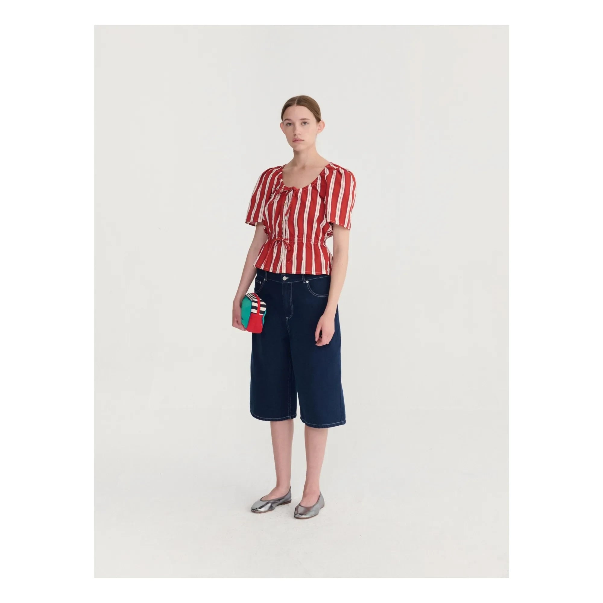 Bobo Choses - Denim Organik Pamuk Bermuda Şort | Mavi