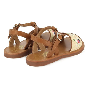 Pom d'Api - Sandaletler Plagette Raphia Brod | Krem